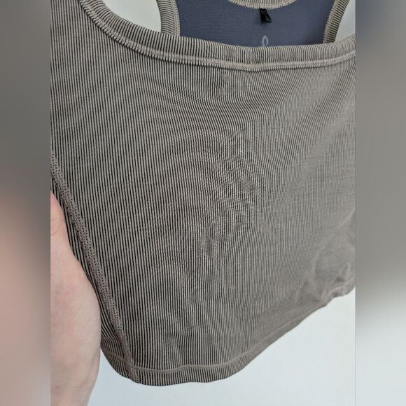 prAna Becksa Bralette, Mink Heather Gray Ribbed Crop Top Cropped Tank S Small - Picture 6 of 11